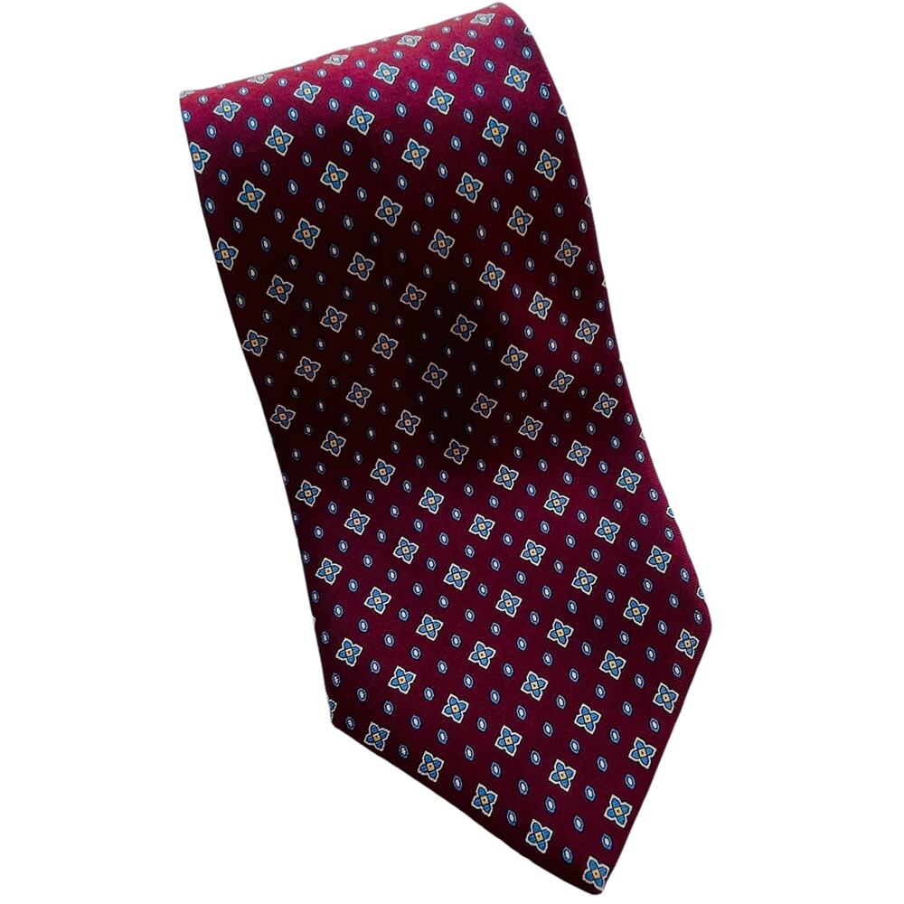 Brooks Basics Maroon Gold Blue Dotted Classic Career Luxury Modern Silk Mens Tie